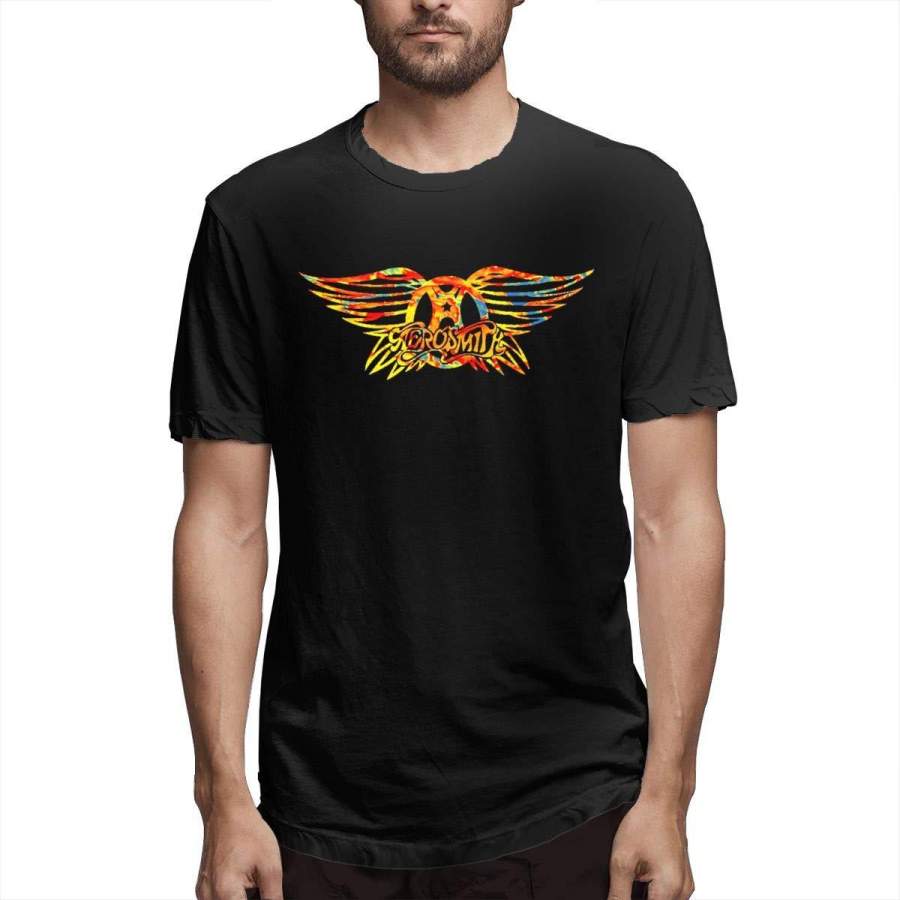 Aerosmith Logo Mens Tee Novelty Short Sleeve T-Shirt Black