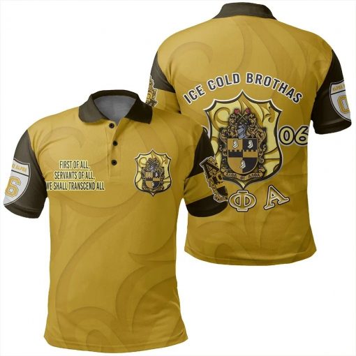 Alpha Phi Alpha 1906 Crest Ice Cold Brothas Old Gold Polo Shirt