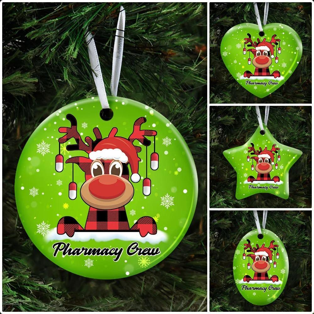 Pharmacy Crew. Reindeer Pharmacist Christmas Ceramic Ornament Christmas Home Decor