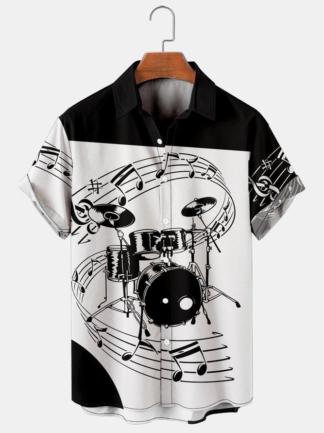 Men’S Music Drum Splicing Casual Shirt For Men And Women