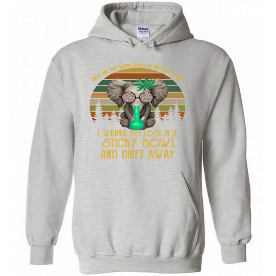 Give Me The Weed Boys And Free My Soul I Wanna Get Lost In A StickY Bowl And Drift Away, Elephant Vintage Classic A – Gildan Heavy Blend Hoodie