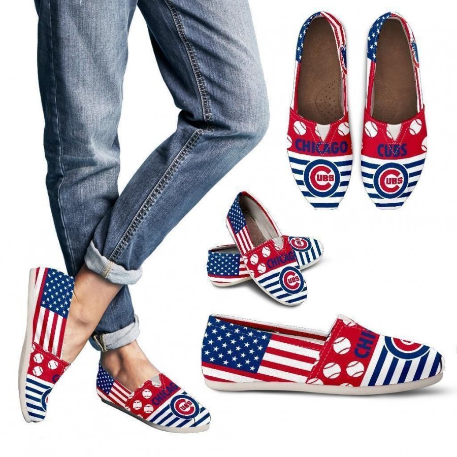 American Flag Chicago Cubs Casual Shoes #605