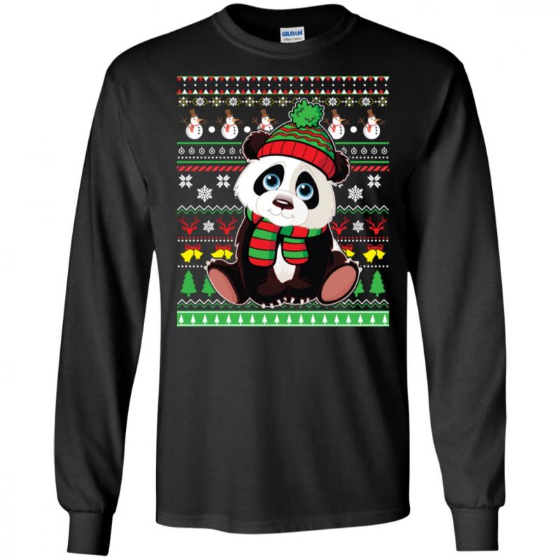 Ugly Sweater Panda Santa Claus Lovely Merry Xmas Unisex Long-sleeve