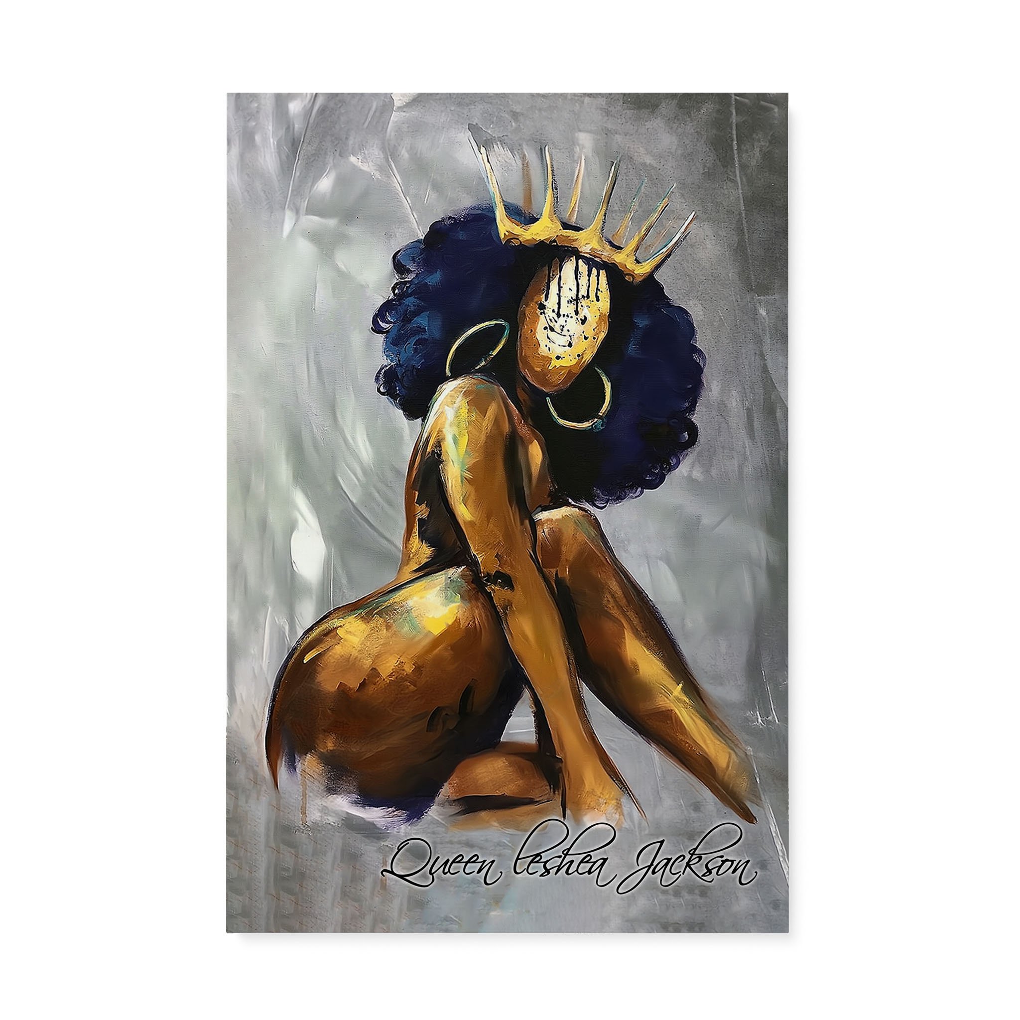 African American custom name Black queen woman Canvas Prints