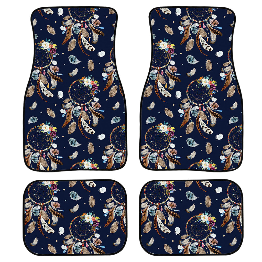 Floral Dream Catcher Pattern Print Front And Back Car Floor Mats, Front Car Mat