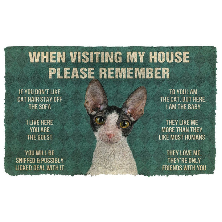 Waybackapparel Please Remember Cornish Rex Cats House Rules Custom 3D Doormat