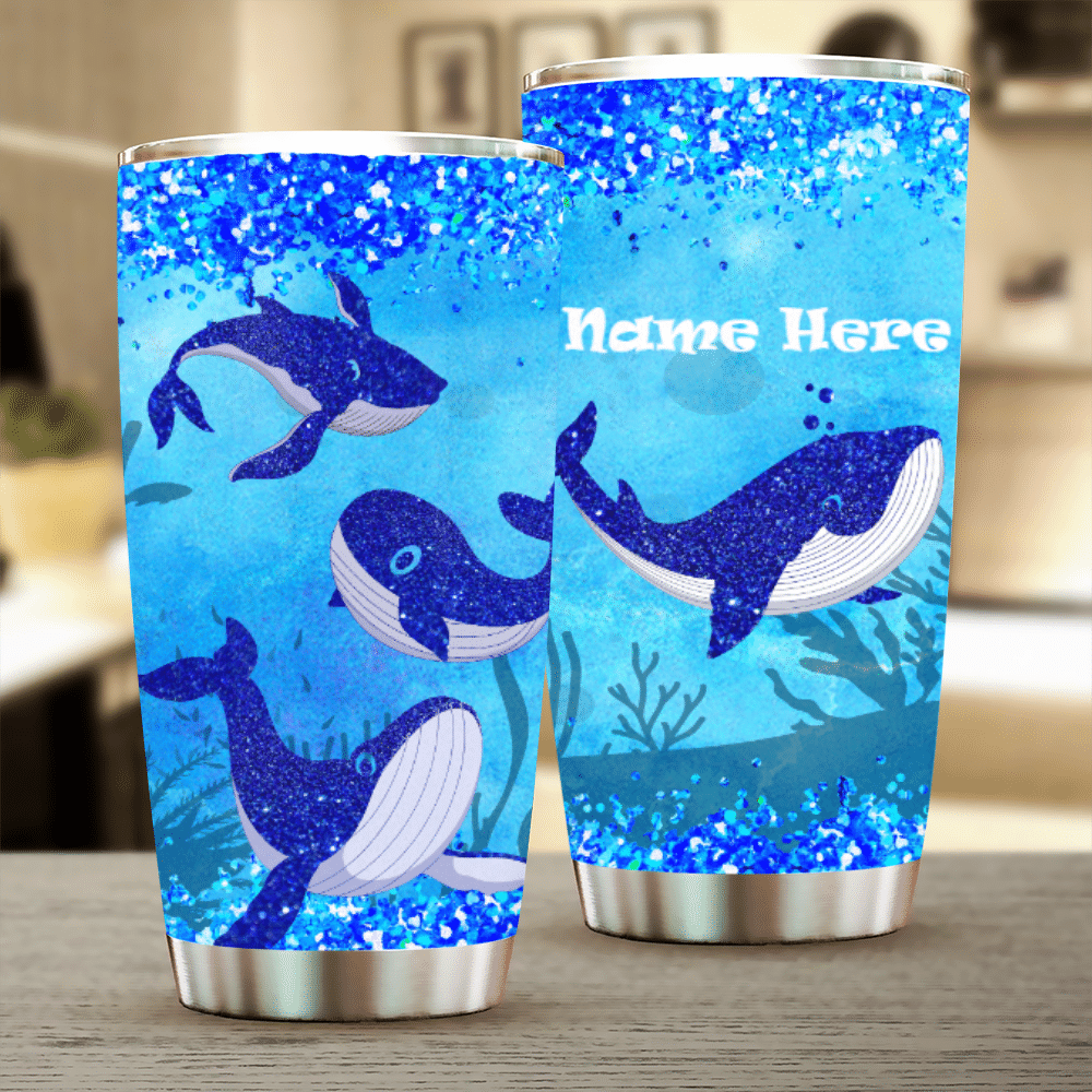 Whales Animals Custom Name Stainless Steel Tumbler