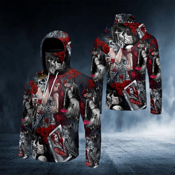 Dark Roses Goth Lovers And Sugar Skull 3D All Over Printed Bandana Hoodie Us Size