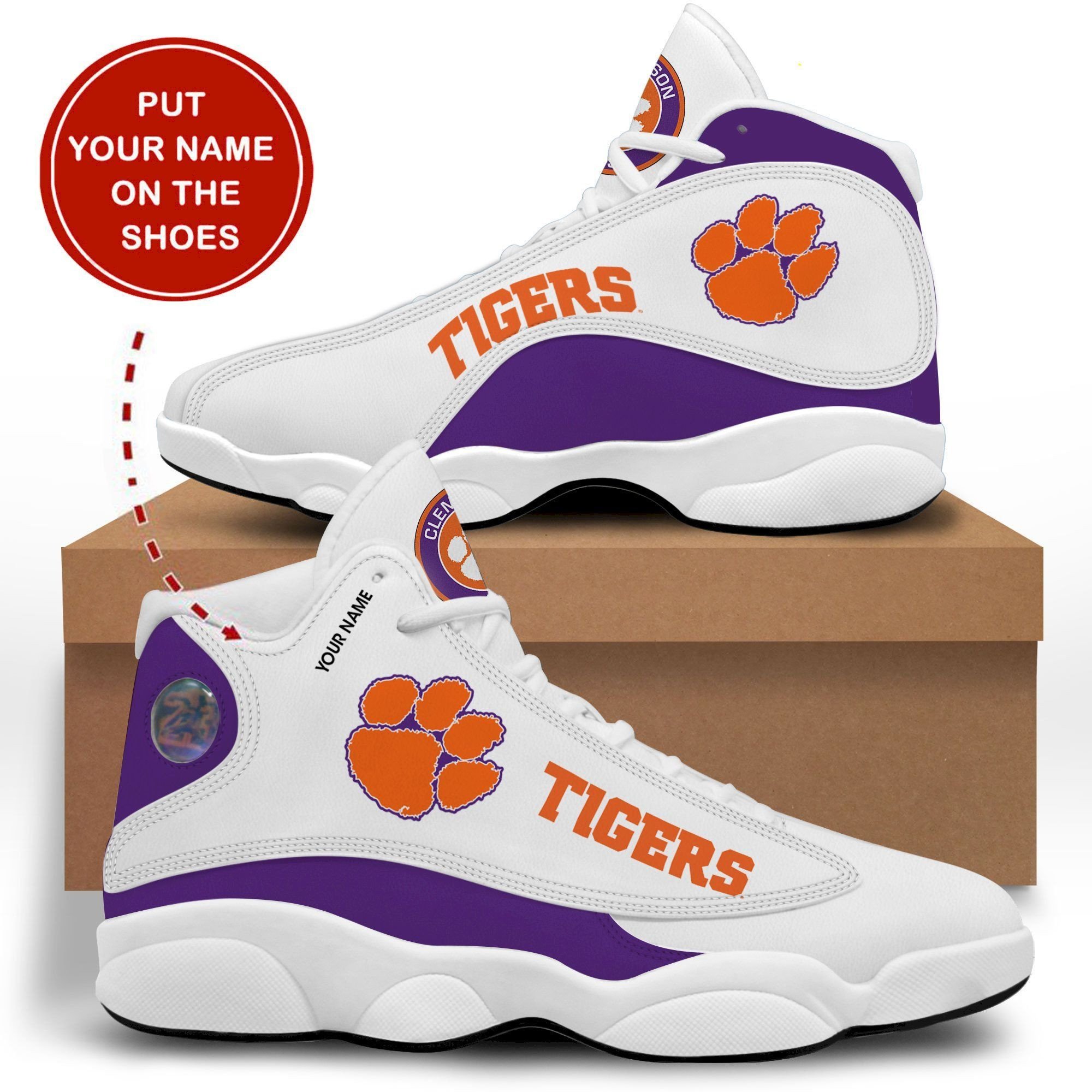 Clemson Tigers Personalized Air Jordan 13 Sneakers Sport Shoes For Fans