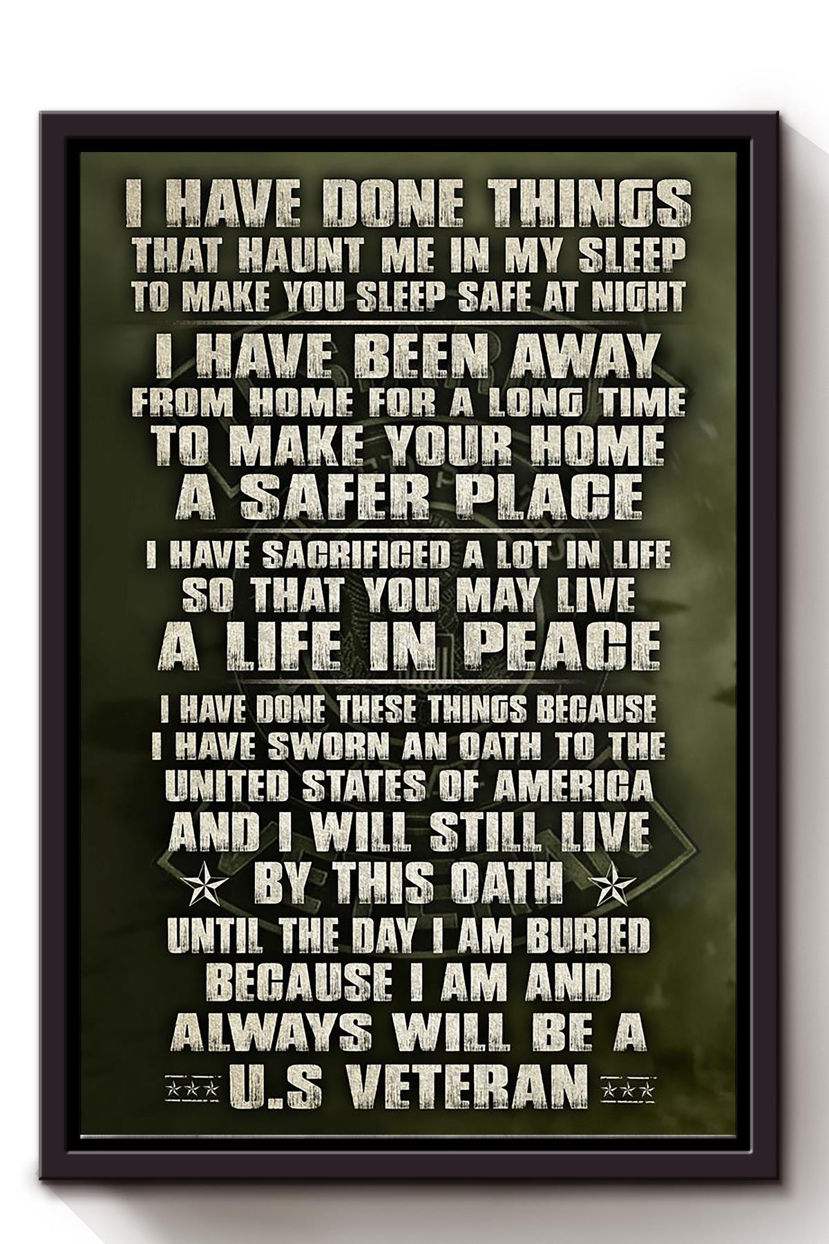 Veterans Quote Veteran Wall Art For Home Decor Framed Canvas