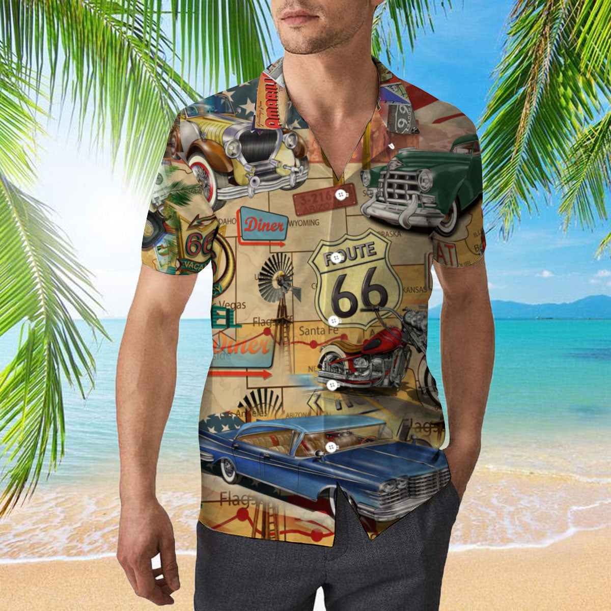 Amazing Vintage Muscle Car On Route 66 Hawaii Shirt For Men And Women Ha61226