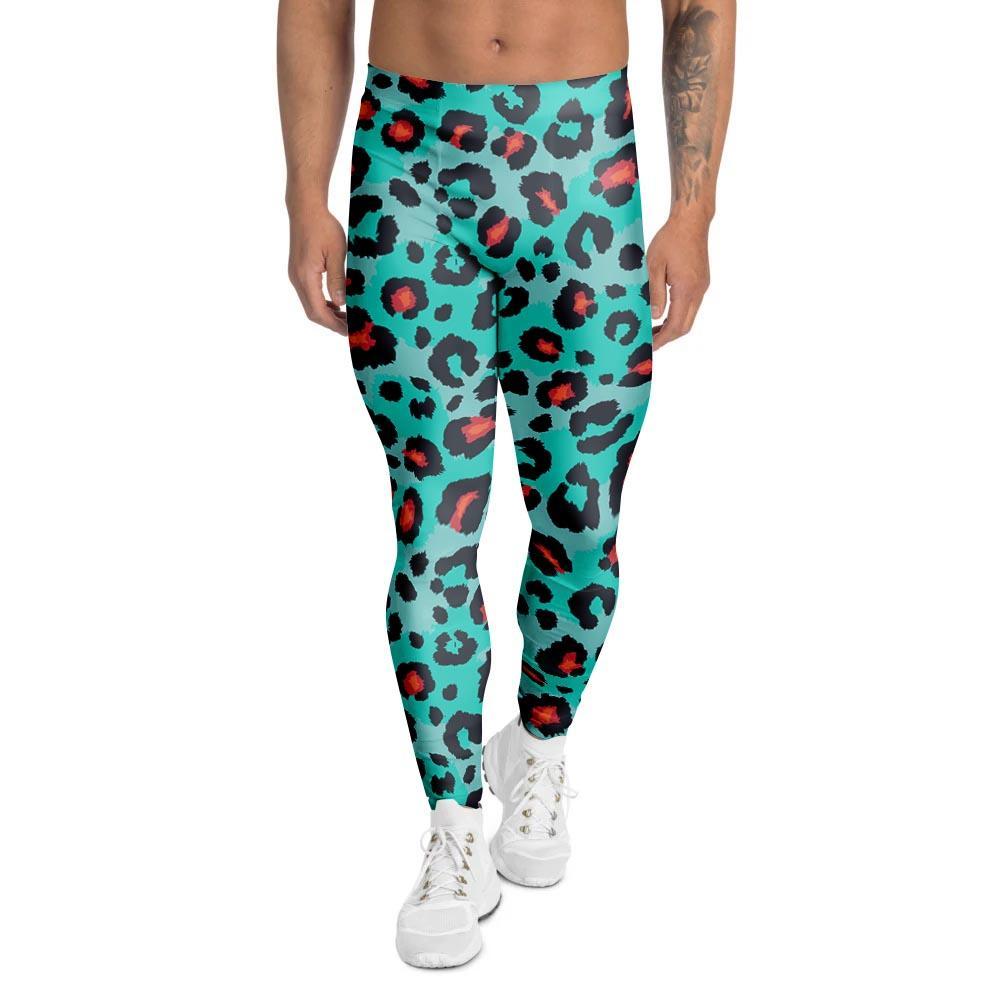 Teal Leopard Men’S Leggings