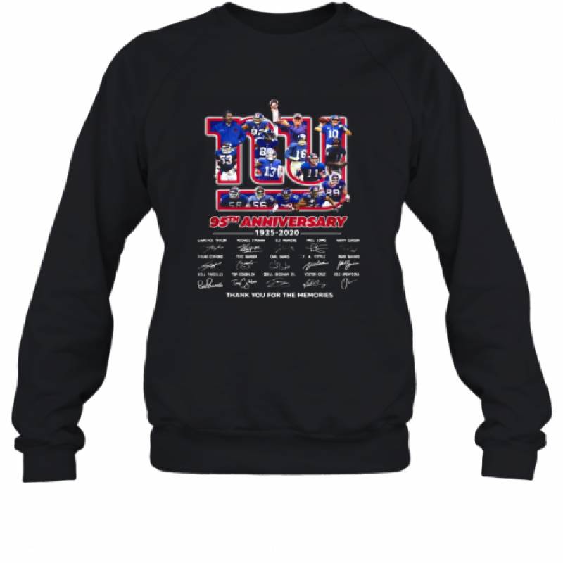 The New York Giants 95Th Anniversary 1925 2020 Thank You For The Memories Signnatures Sweatshirt