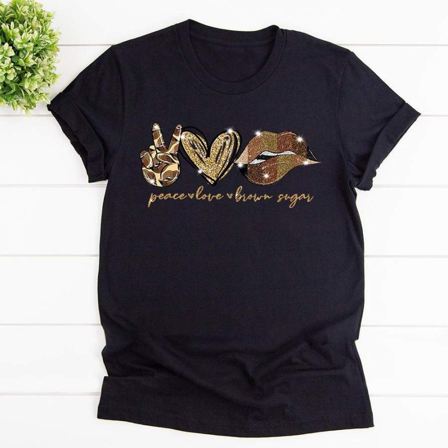 Black Queen Peace Love Brown Sugar Black Cotton T Shirt For Men and Women S-6XL