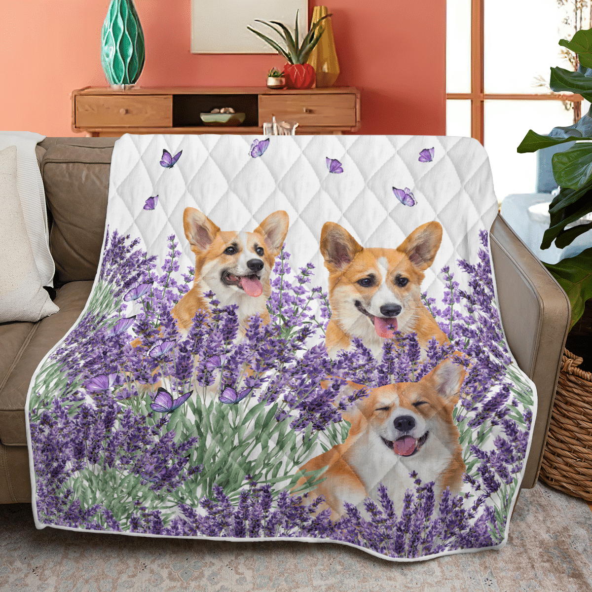 Corgi Lavender Quilt – Blanket