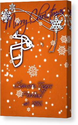 Clemson Tigers Christmas Card Joe Hamilton Canvas Print