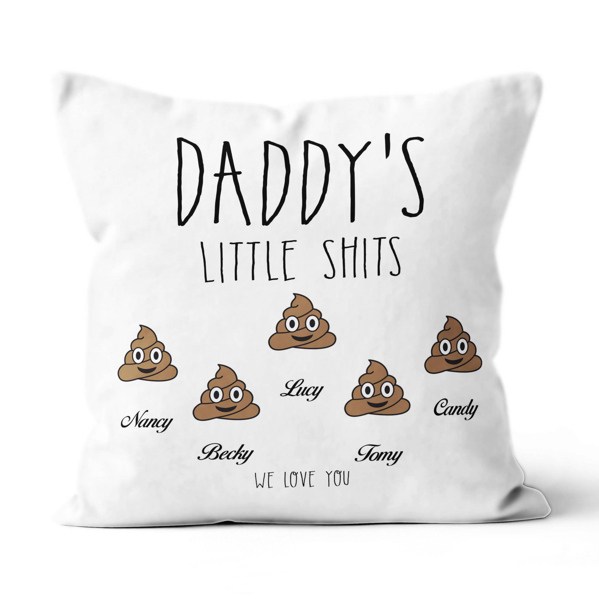 Custom Daddy’s Little Shits With Kids Name Suede Pillow-PersonalizedFury