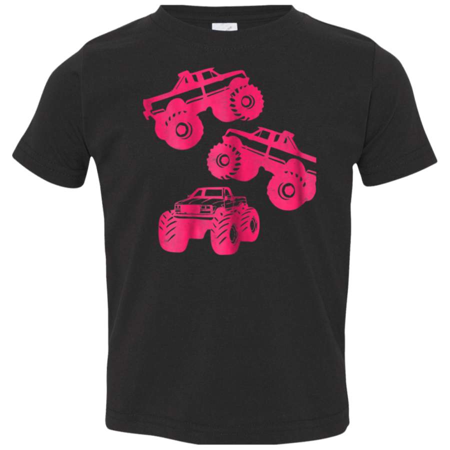 Monster Truck Shirt for Girls  Toddler  Gift Tshirt Pink 3321 Rabbit Skins Toddler Jersey T-Shirt