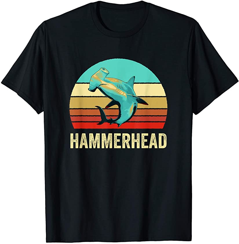 Vintage Retro Style Sunset Hammerhead Shark T-Shirt