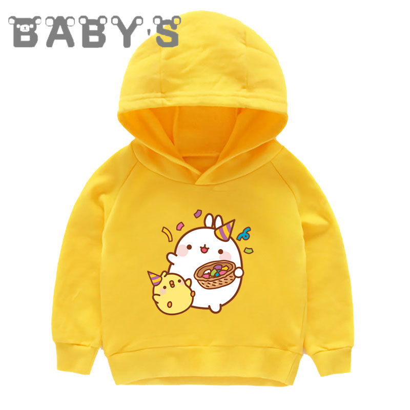 Kids Hooded Hoodies Molang and Piupiu Cute Rabbit Cartoon Baby Boys Girls Cotton Sweatshirts Children Pullover Clothes,KMT5217 alx