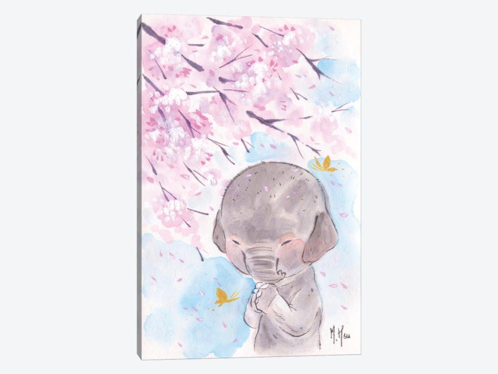 Cherry Blossom Wishes – Elephant Canvas Poster 8″x12″ 12×18″ 18″x26″ 24″x36″ 30″x45″