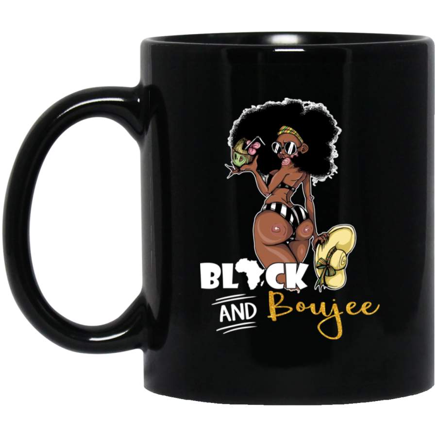 African American Coffee Mug Black Boujee Black Lady 11oz – 15oz Black Mug