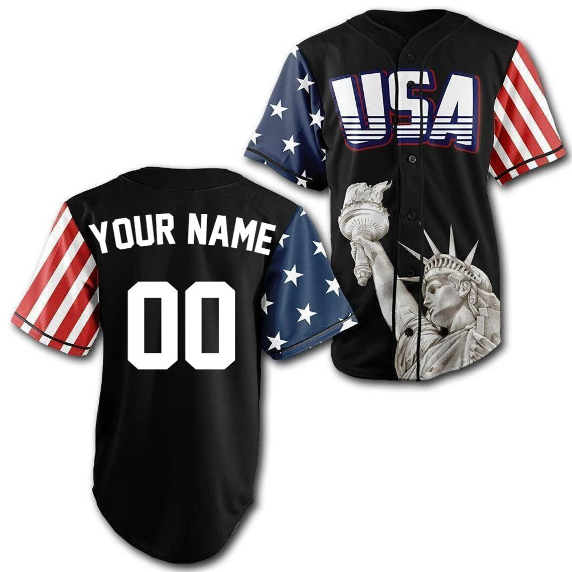 Custom Black Usa Baseball Jersey, Personalized Jersey With Your Name And Number