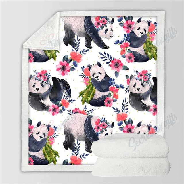 Panda And Flower Xa1902299Cl Fleece Blanket