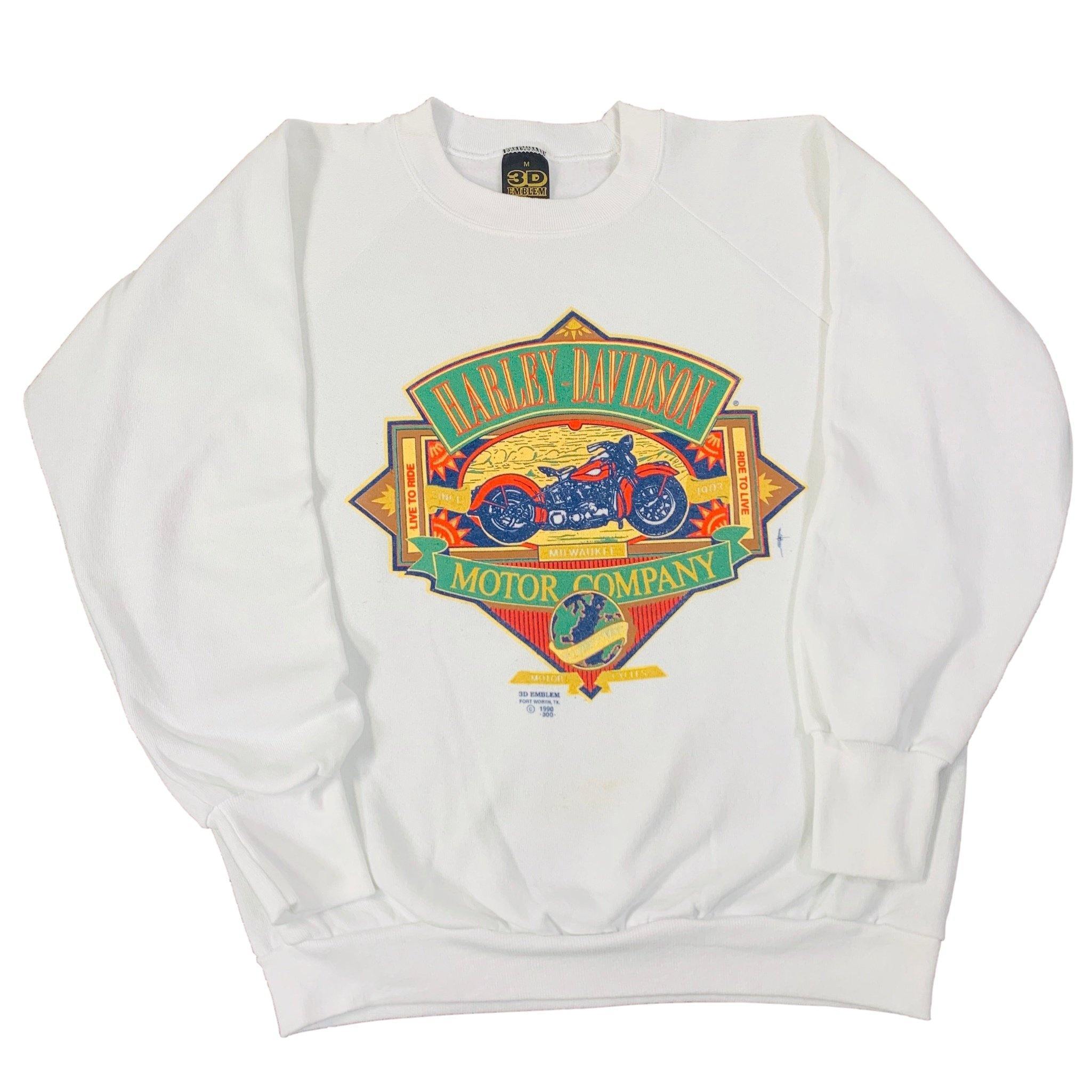 Vintage Harley-Davidson 3D Emblem “Live To Ride” Crewneck Sweatshirt