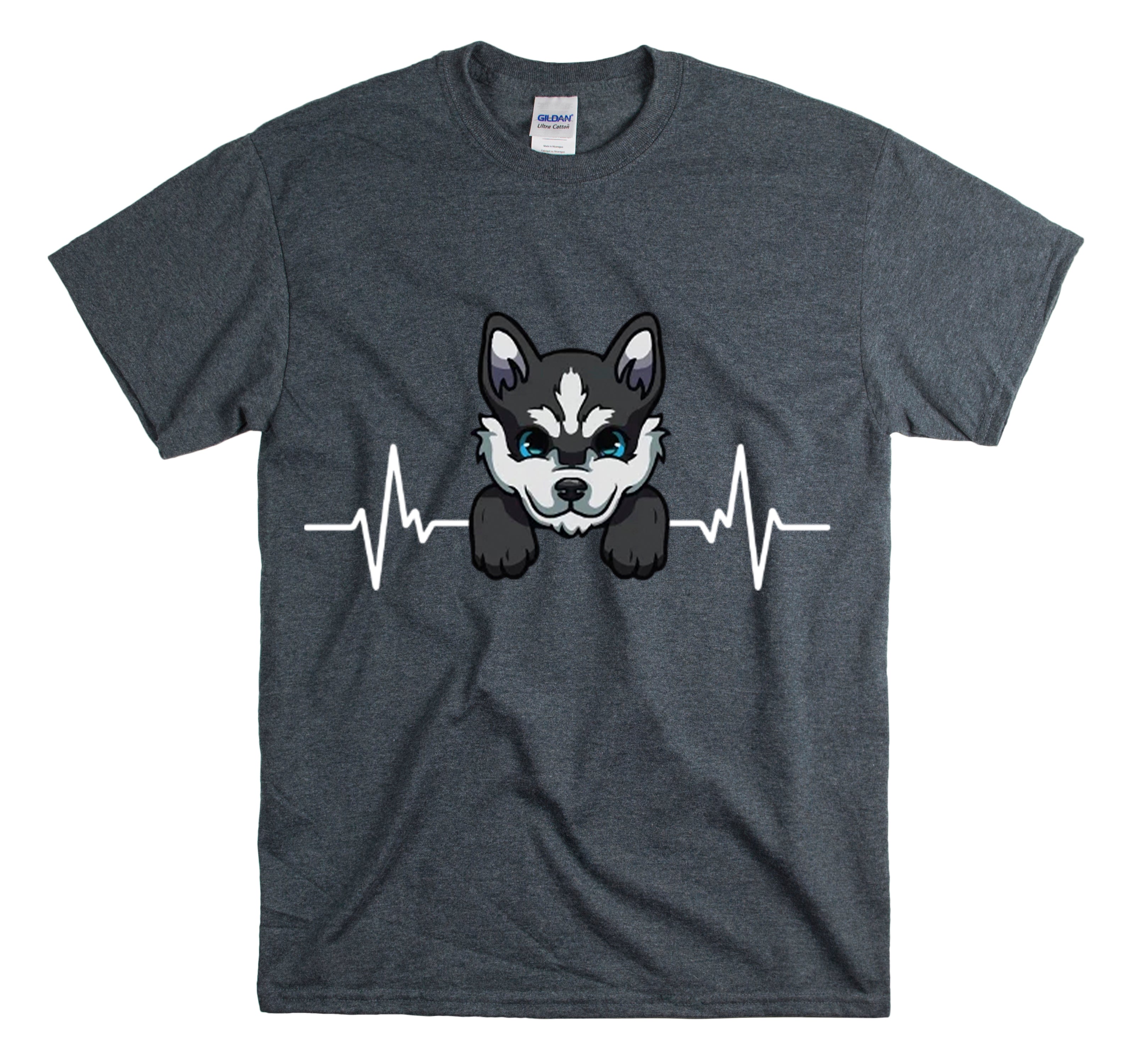 Shirt Funny Siberian Heartbeat Doggo Graphic Dog Whisperer Cute T-Shirt Unisex Heavy Cotton Tee