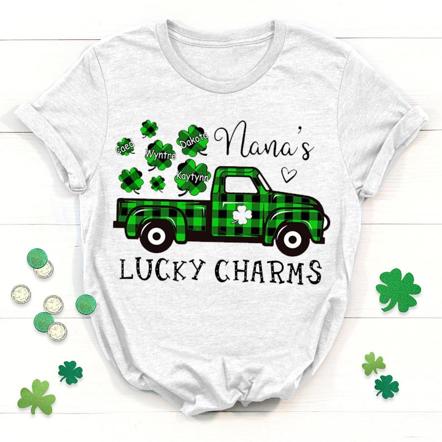 Lovelypod - Personalized Shirt, St Patrick'S Day Shirt, Nana'S Lucky Charms Shirt, Shamrock Shirt, Gift For Grandma Shirt