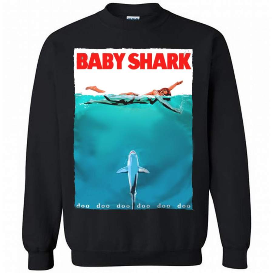 Baby Shark Doo Doo Doo Funny Swimming Girl – Gildan Crewneck Sweatshirt