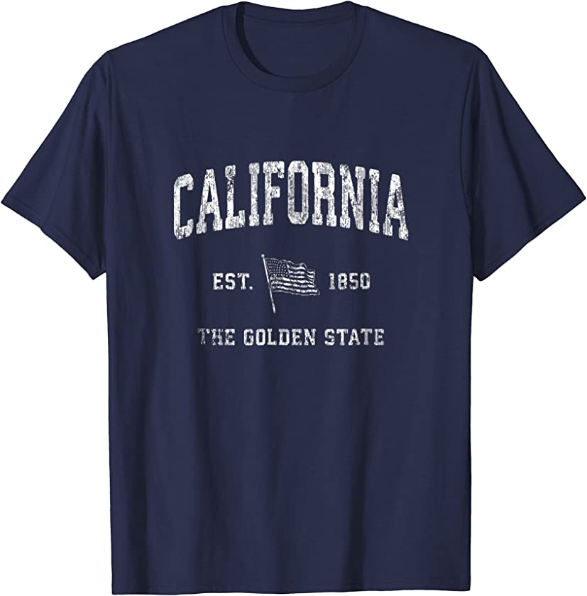 California CA T-Shirt Vintage US Flag Sports Design Tee