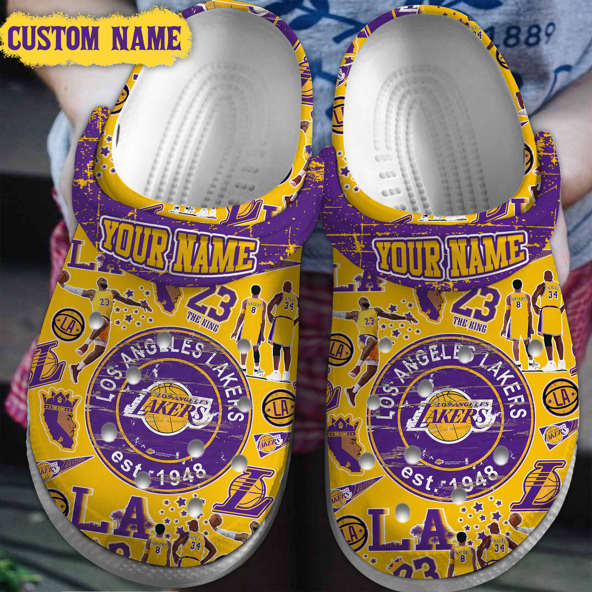 Premium Los Angeles Lakers NBA Sport Crocs Crocband Clogs Shoes Comfortable For Men Women and Kids 3