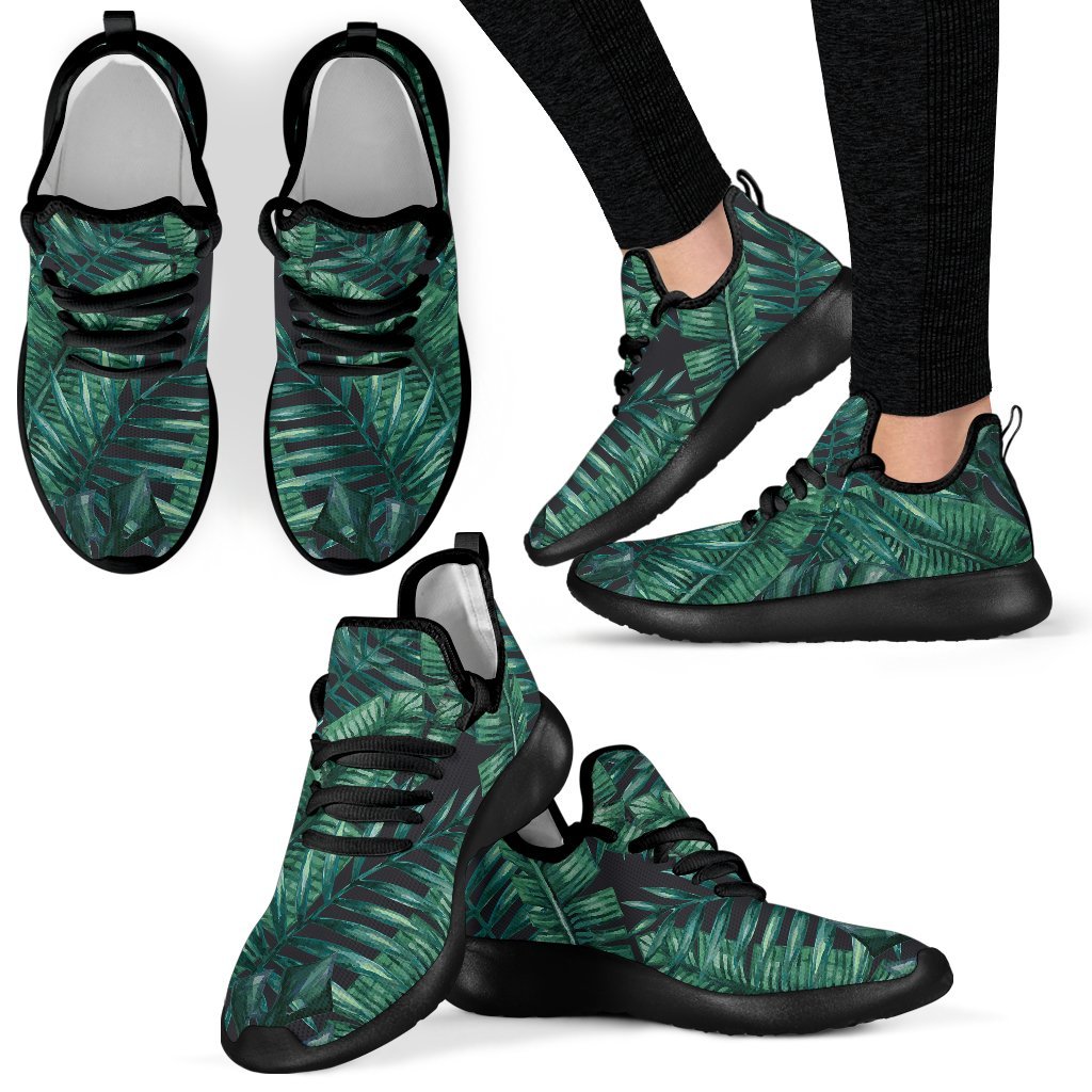 Watercolor Tropical Leaf Pattern Print Mesh Knit Shoes