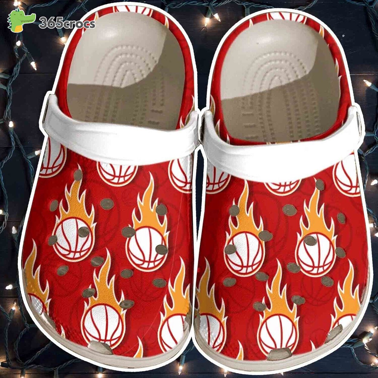 Flaming Hot Baseball Ball Themed Comfortable Clogs Shoes Sports Design