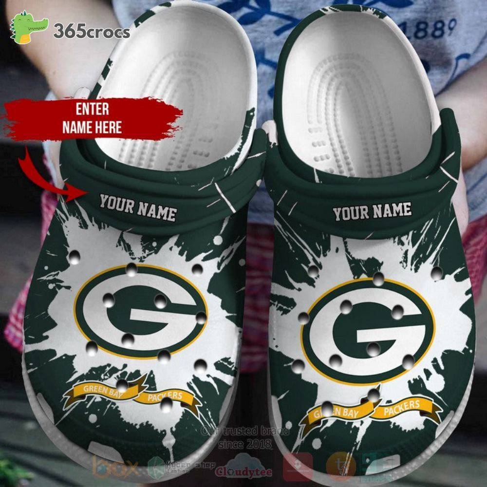 Green Bay Packers Nfl Custom Name Green-White Crocss Clog Shoes