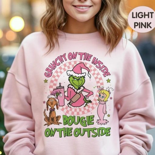 Grinchy On The Inside Bougie On The Outside Sweatshirt For Womens Love Art Usa