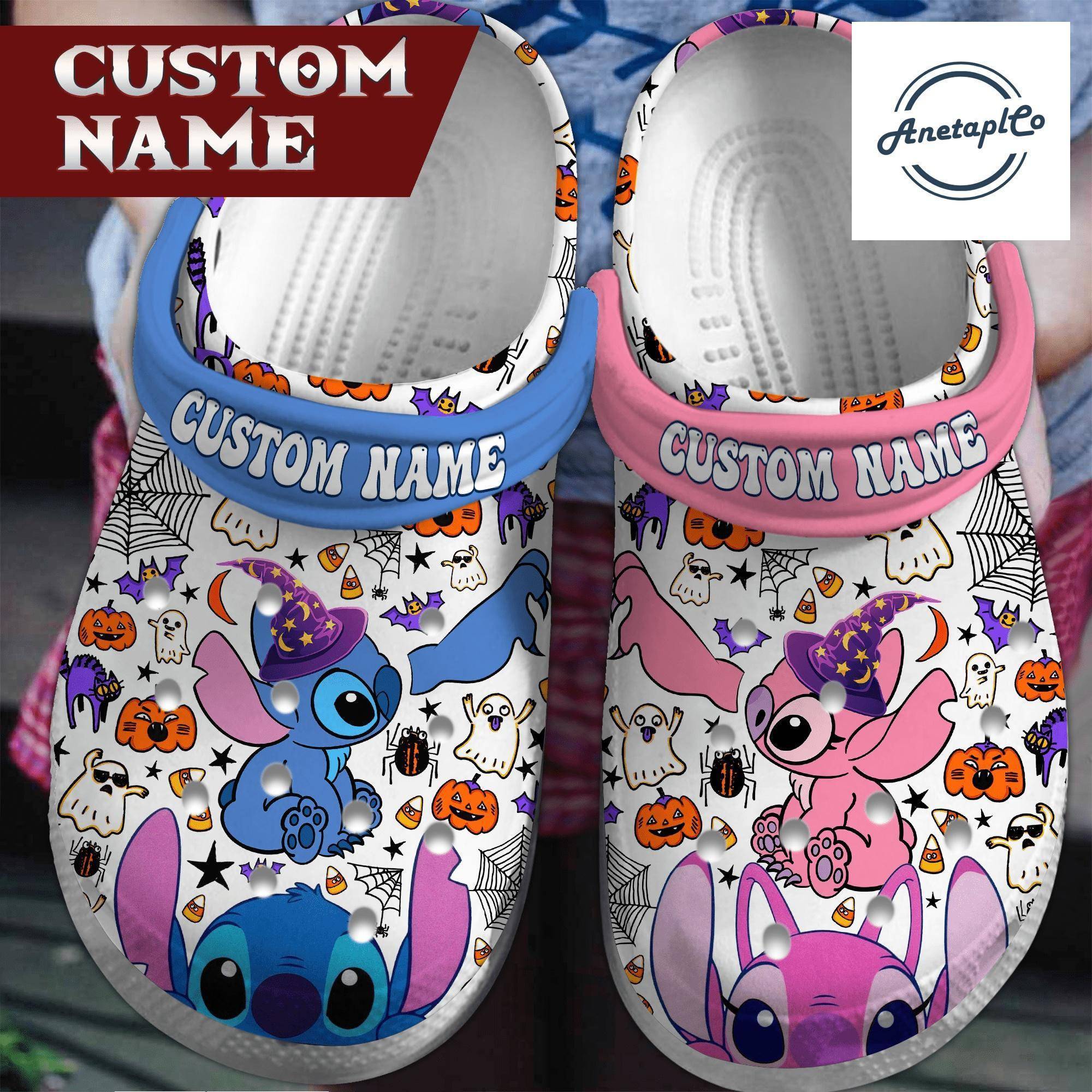 Halloween Stitch Angel Disney Personalized Movie Clogs Gift Sandals Shoes