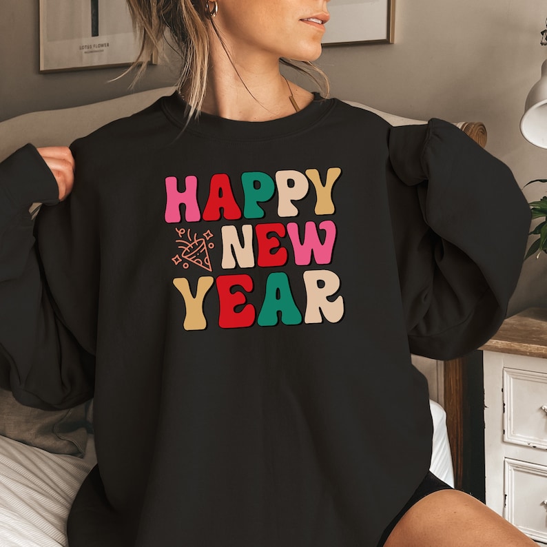 Happy New Year Sweatshirt, 2024 Happy New Years Sweatshirt, New Year Gift, New Years Party Sweatshirt, Cheers To The New Year Sweatshirt