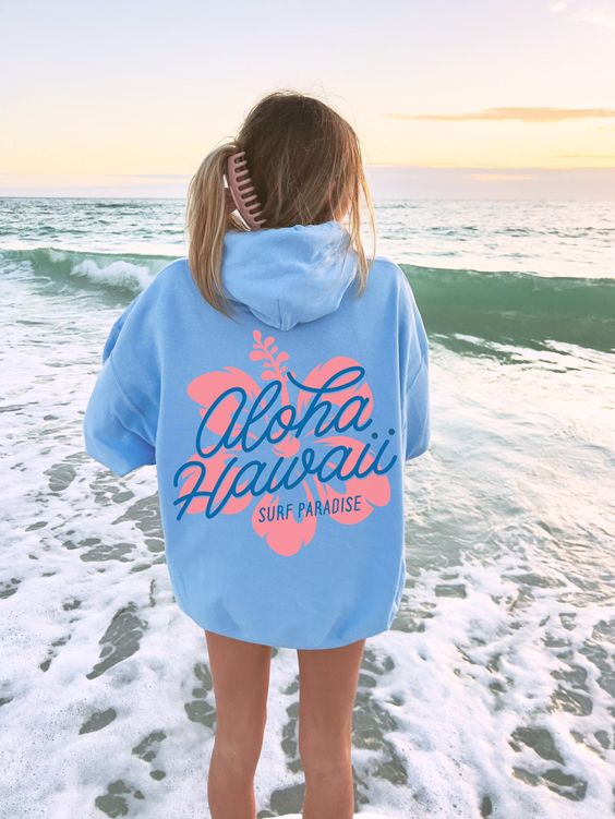 Hawaii Hoodie Beachy Hoodie Maui Hoodie Hawaii Crewneck Ocean Sweatshirt Hibiscus Hoodie Surf Sweatshirt Preppy Hoodie Aloha Hoodie