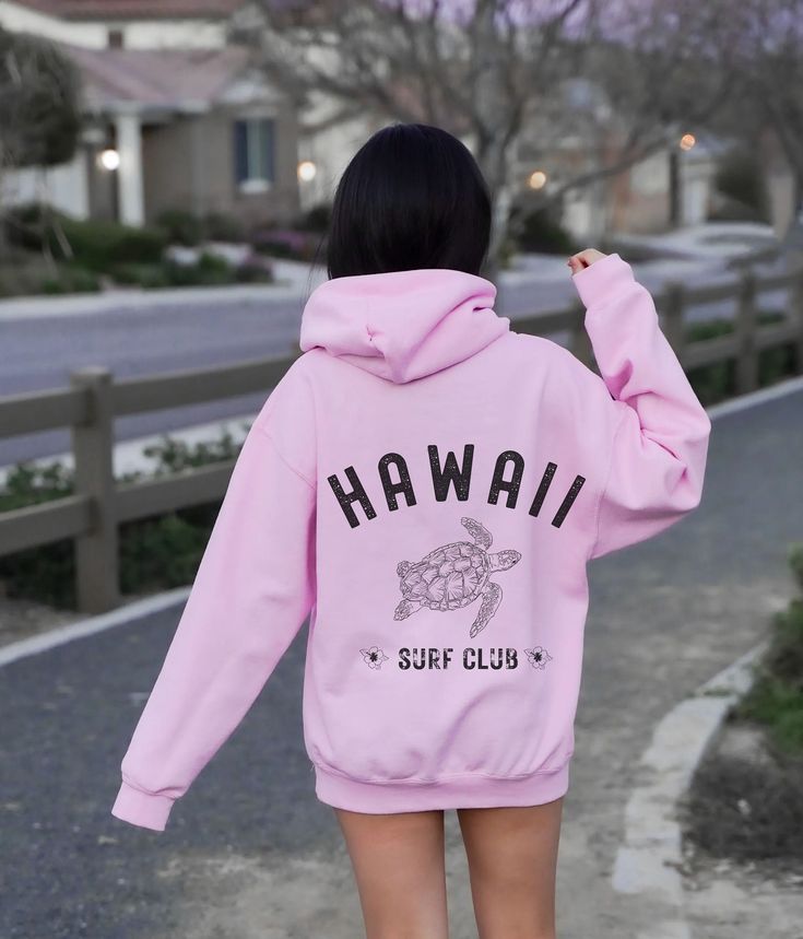 Hawaii Hoodie, Turtle Hoodie, Surf Hoodie, Aloha State Hoodie, Hawaii Vacation Sweatshirt, Beach Hoodie, Oversized Summer Hoodie, Light Pink