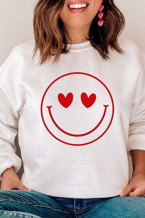 Heart Face Sweatshirt Valentines day … fashionstation