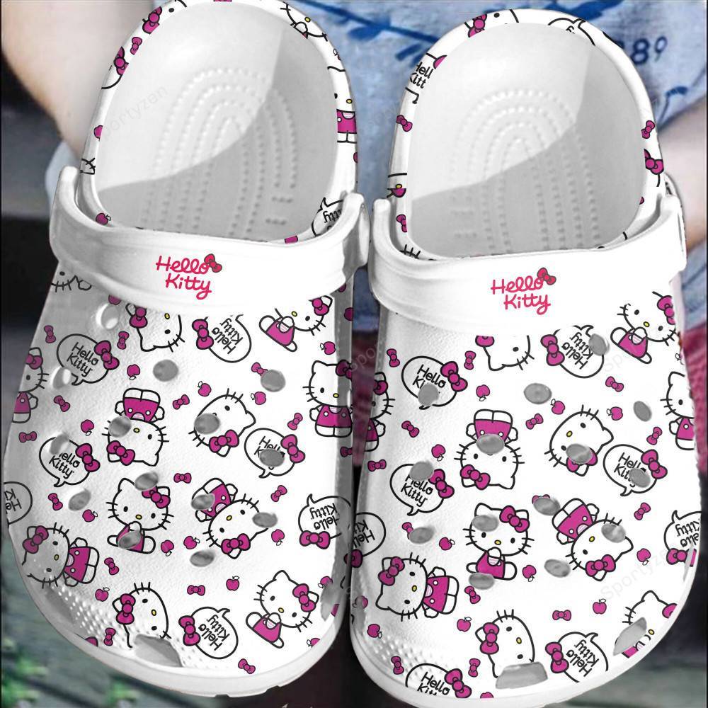Hello Kitty So Cute Pink White Clogs Crocss Shoes