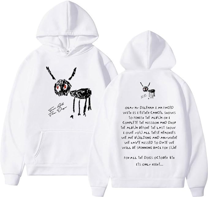 Hip hop For All The Dogs Letter Hoodie White