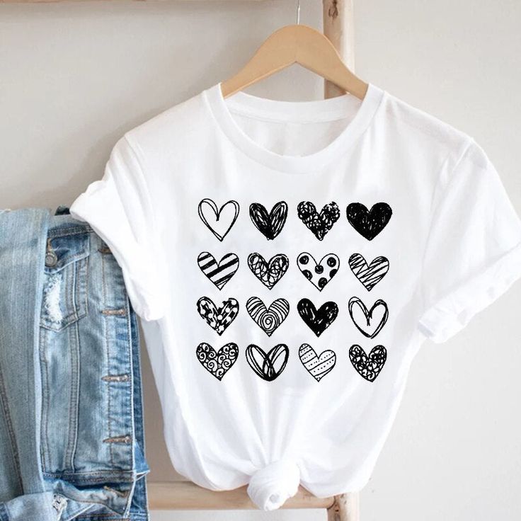 Hnewly Women Printing Butterfly 90s Sweet Love Kawaii Valentine’s Day Fashion Clothes Print Tee Top Tshirt Female Graphic T-shirt 010