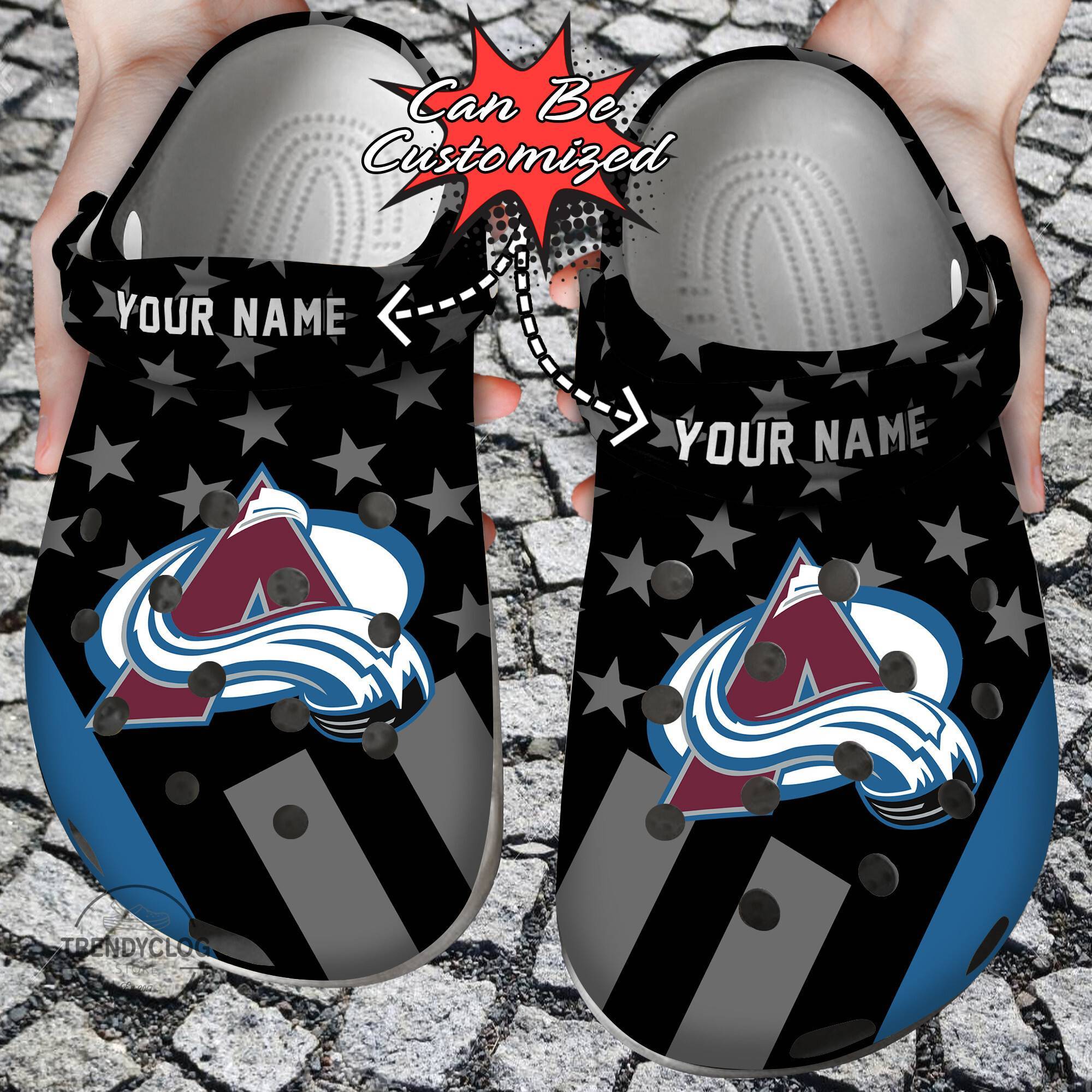 Hockey NHL Crocss Personalized CAvalanche Star Flag NHL Clog Shoes