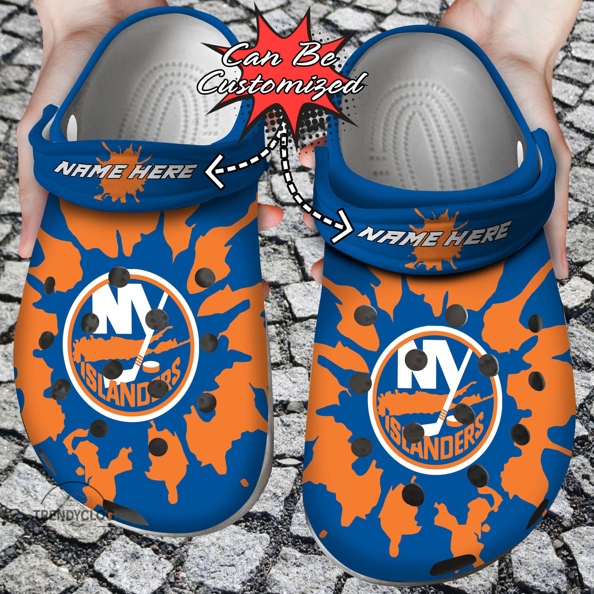 Hockey NHL Crocss Personalized NY Islanders Color Splash NHL Clog Shoes