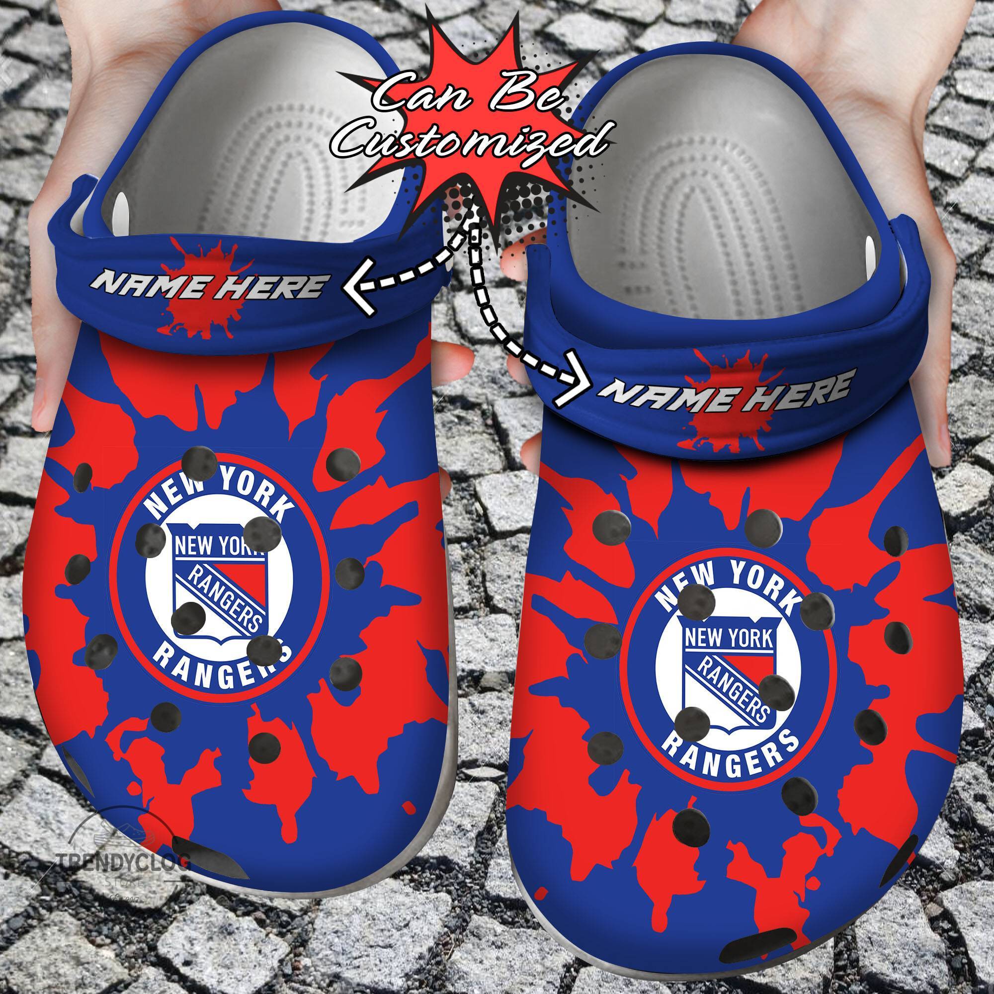 Hockey NHL Crocss Personalized NY Rangers Color Splash NHL Clog Shoes