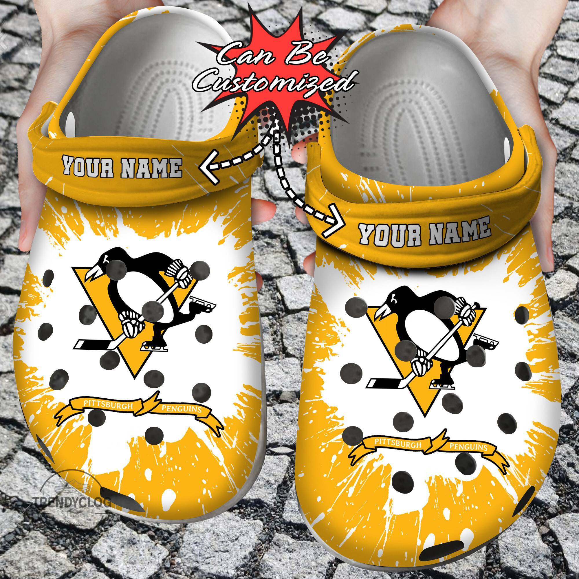 Hockey NHL Crocss Personalized PPenguins Team NHL Clog Shoes